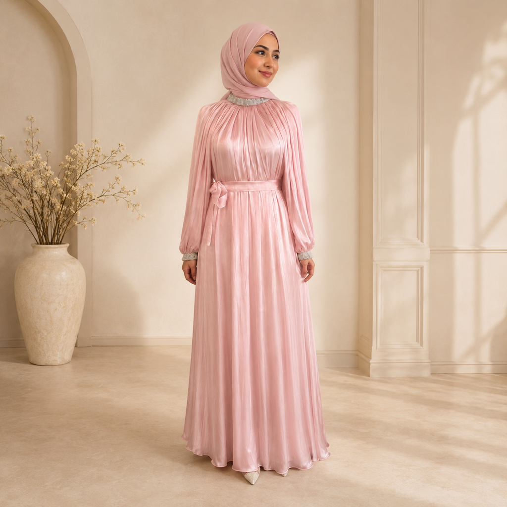 Ameera Abaya baby pink