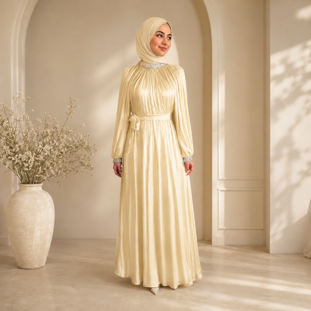 Ameera Abaya cream/ butter yellow