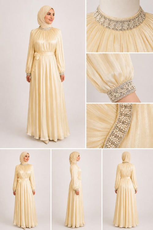 Ameera Abaya cream/ butter yellow